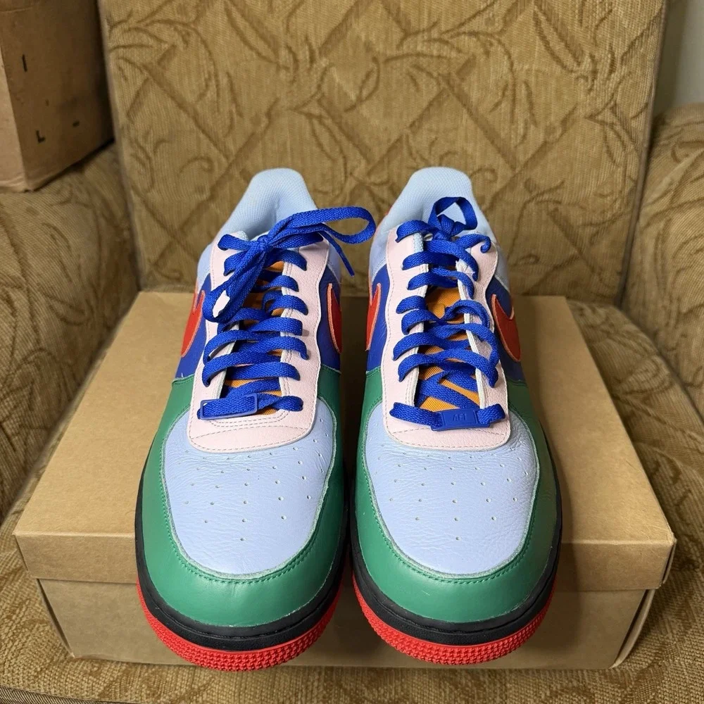Nike Men's 14 Air Force 1 Low Blue Green Nike By You Custom Shoes DV3892-900